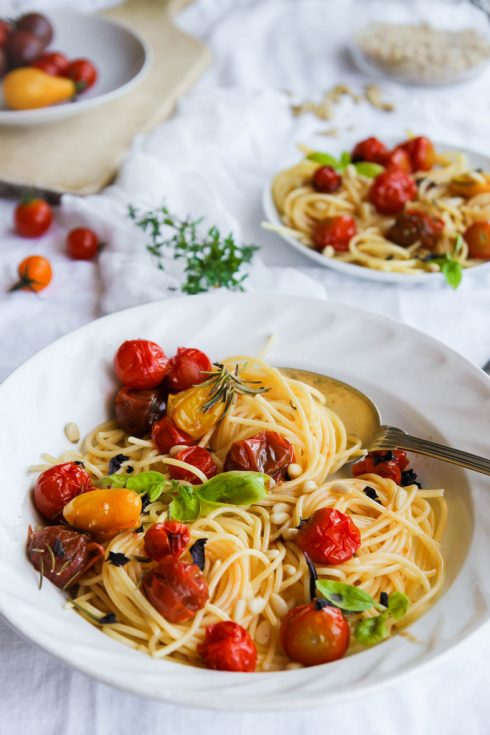recette de Spaghettis aux tomates rôties