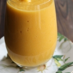 mango smoothie, orange, coconut milk and banana, 